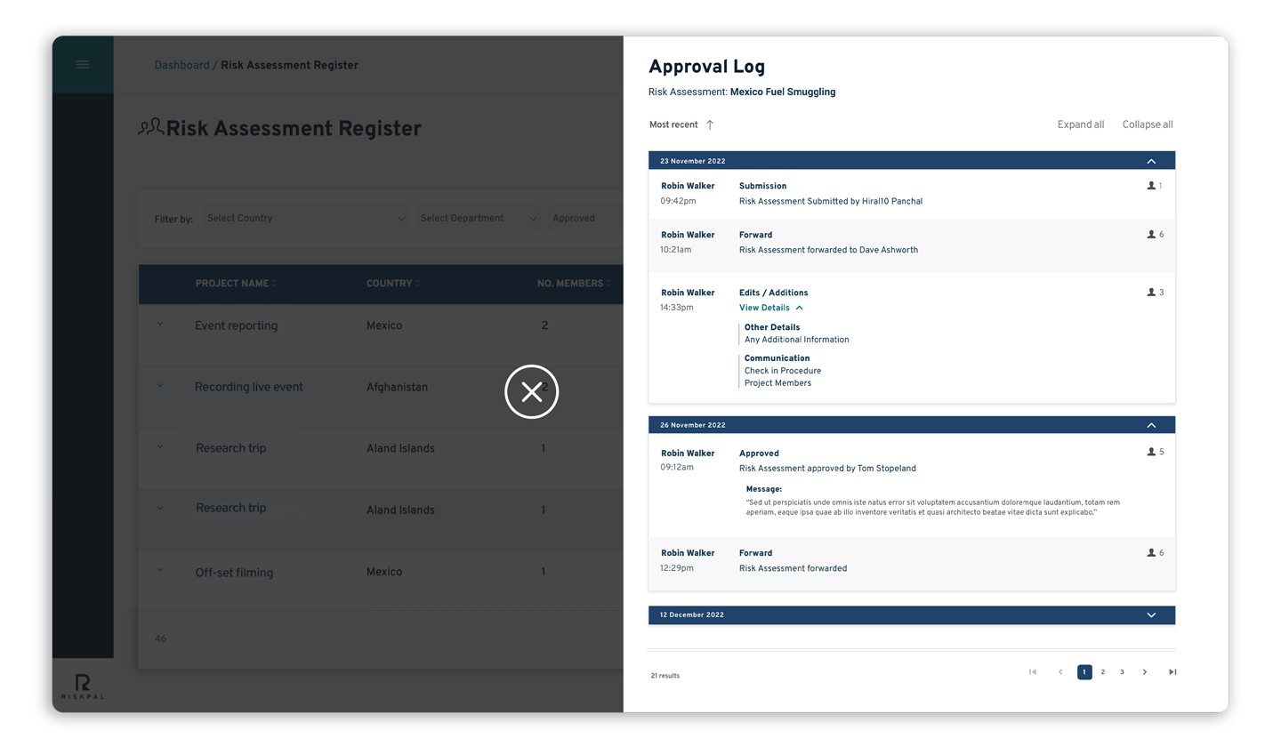 Feature Roundup Feature - Approval logs